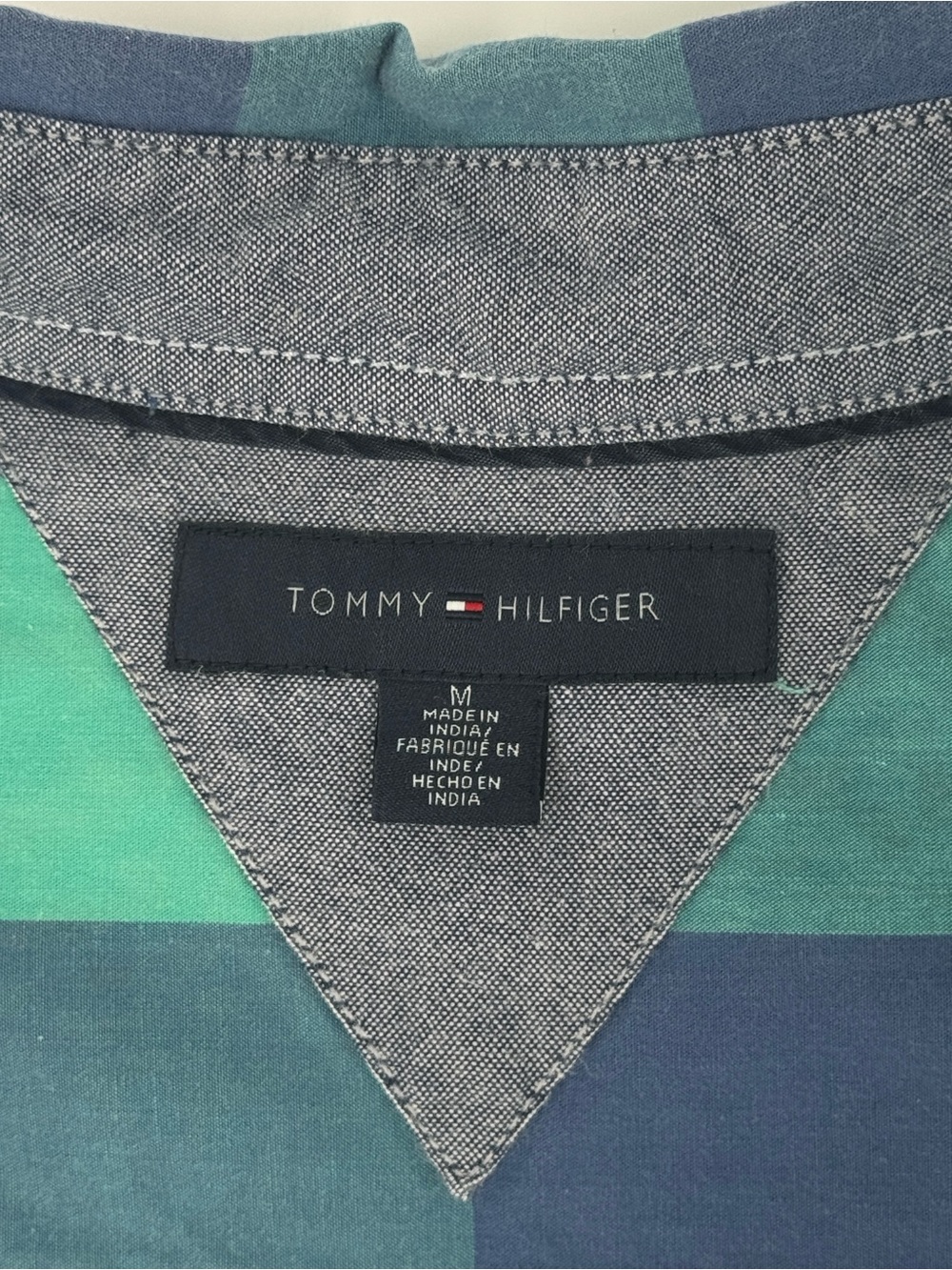 Tommy Hilfiger Men's Blue & Teal Check Short-Sleeve Button-Down Shirt Size M - Picture 7 of 10